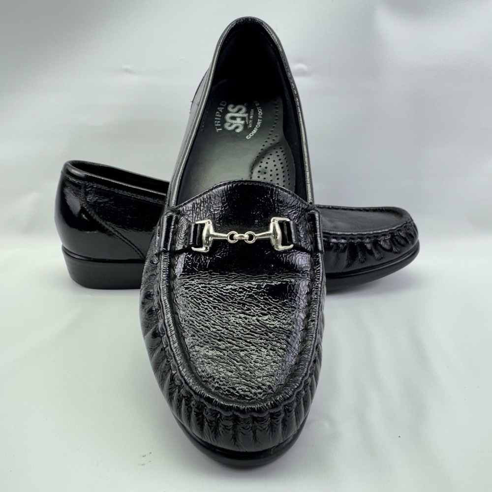 SAS Tripad Metro Horsebit Loafers Womens 7M Black Patent Leather Comfort